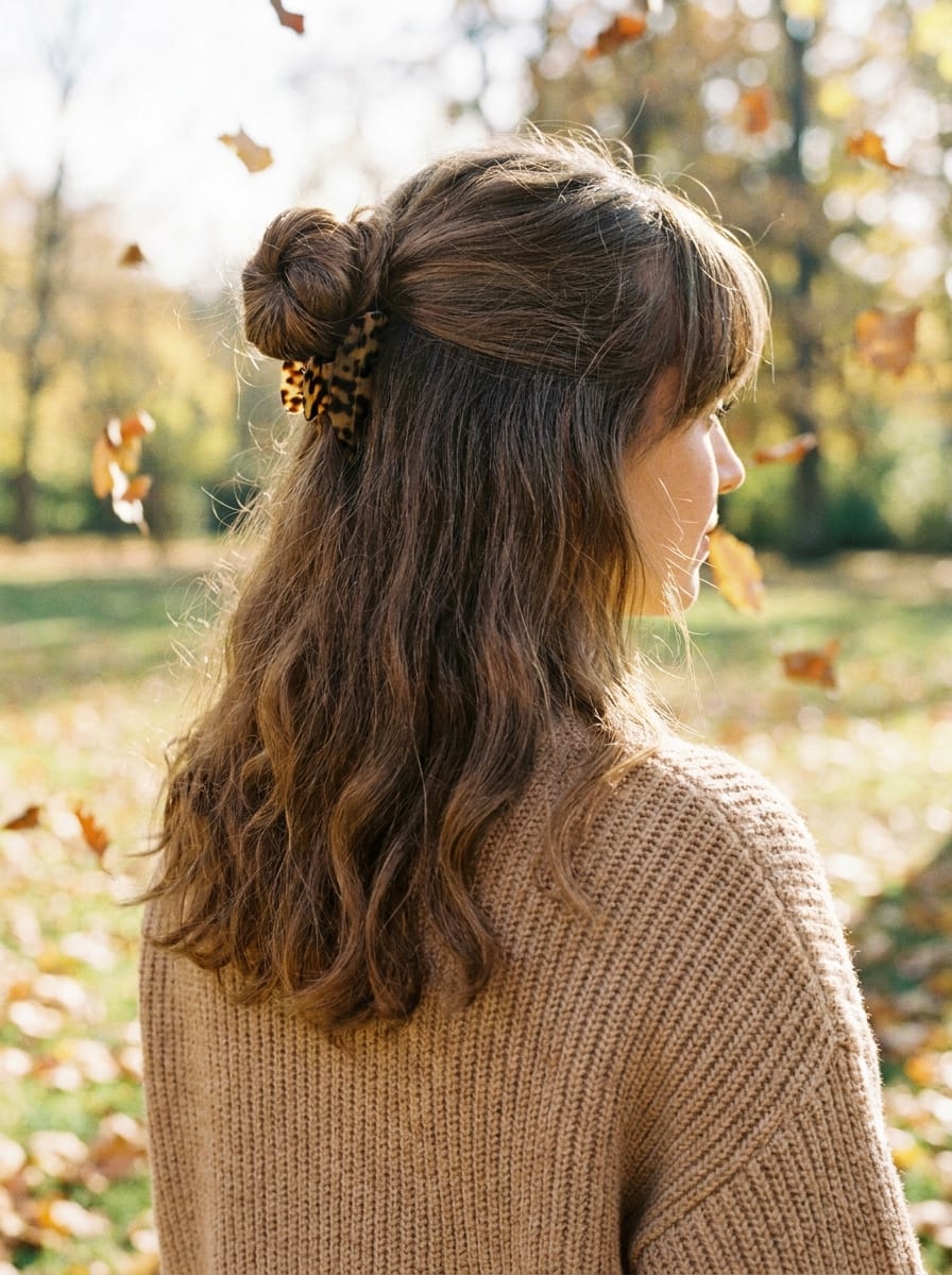 Half-up Frisur mit Claw Clip - Herbst Frisur